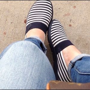 Tory Burch blue and white slip on sneakers